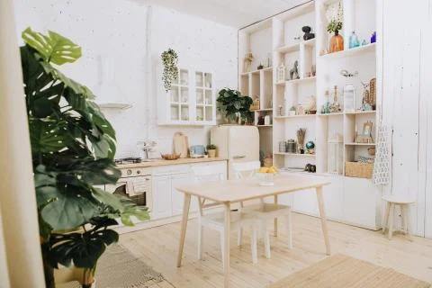 Kitchen interior with vintage kitchenware Stock Photos