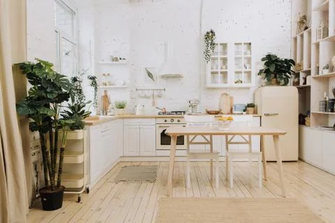 Kitchen interior with vintage kitchenware Stock Photos