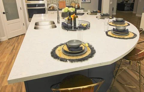 Kitchen Island With Multiple Place Settings Stock Photos