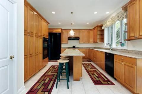 Kitchen with island Stock Photos