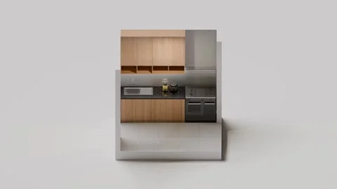 Kitchen Isometric Interior 3D Render Illustration Stock Footage 275582543