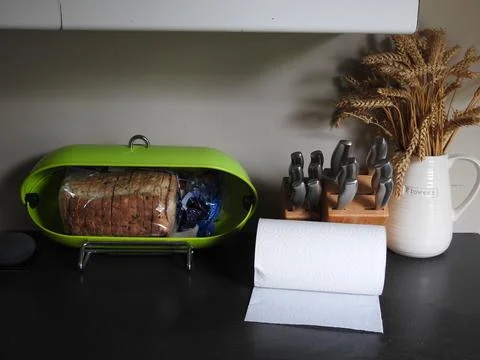 Kitchen items on a counter top Stock Photos