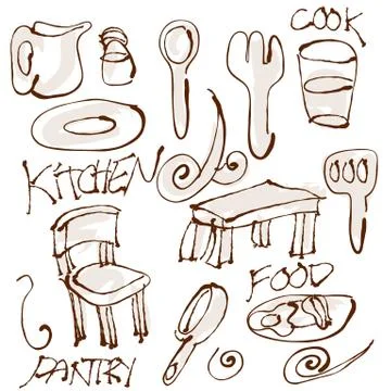 Kitchen items Stock Illustration