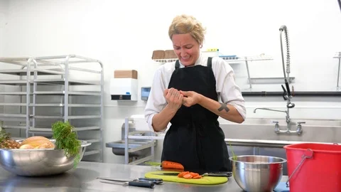 Kitchen knife accident Stock Footage 105797970