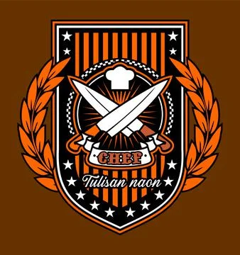 Kitchen knife and leaf in logo Stock Illustration