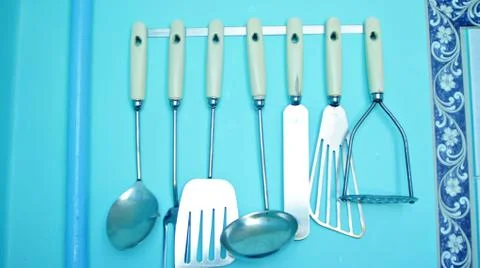 Kitchen knife and spoon Fotos de archivo