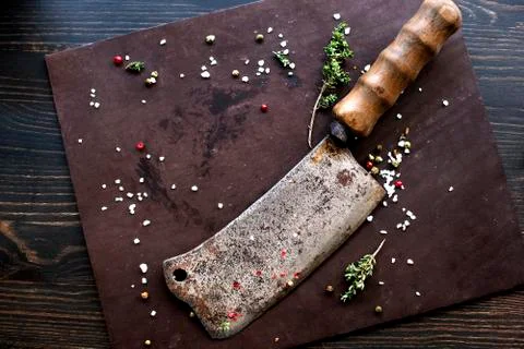 Kitchen knife axe. Foto stock