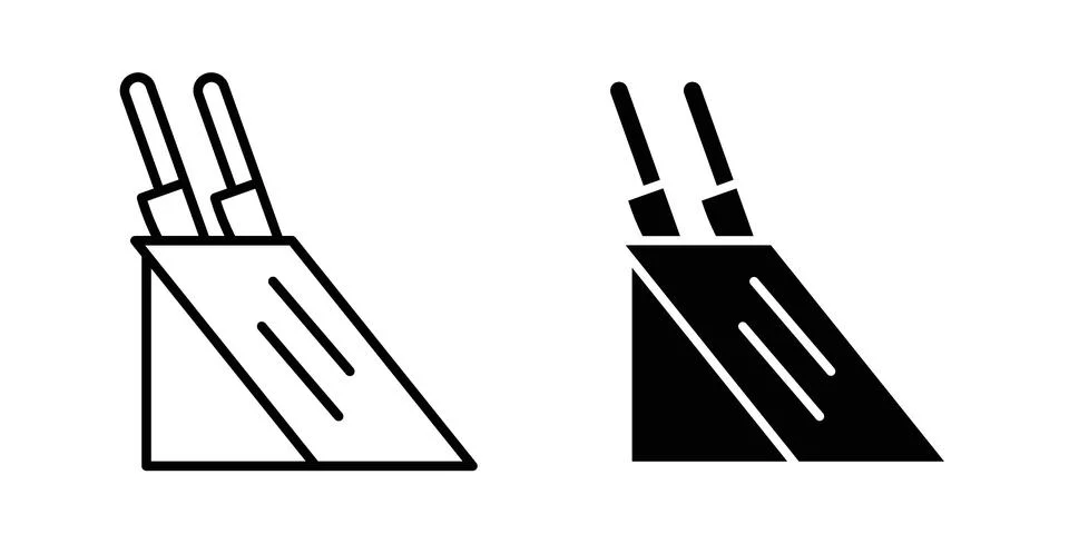 Kitchen knife block icon bundle for website design projects Stock Illustration
