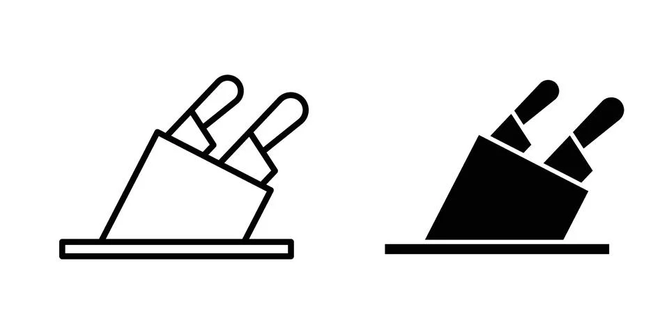 Kitchen knife block icon vector concepts, line and silhouette style Stock Illustration