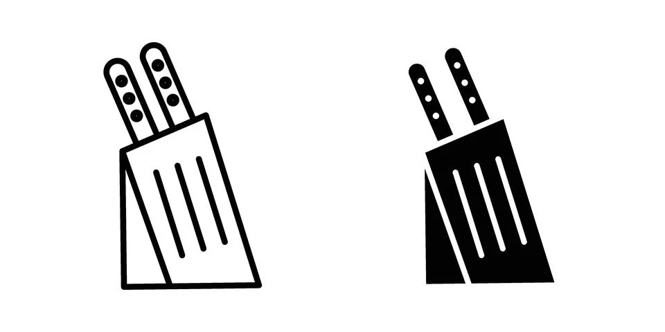 Kitchen knife block icon vectors. Illustrations in black Stock Illustration