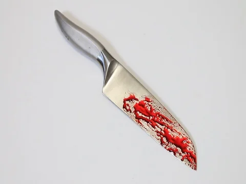 Kitchen knife with blood drips Stock Footage 80071936