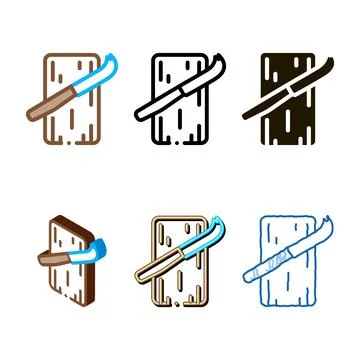 Kitchen knife for cheese icon vector multistyle outline Illustrazione stock
