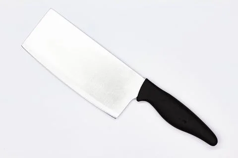Kitchen knife for chopping meat on white background. Chef Butchers knife Stock Photos