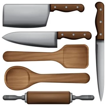 Kitchen knife Cutting board Pack Stock Illustration