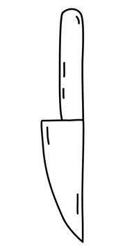 Kitchen knife, doodle style flat vector outline for coloring book Illustration