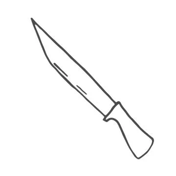 Kitchen knife doodle. Vector sketch isolated on white background. Illustrazione stock