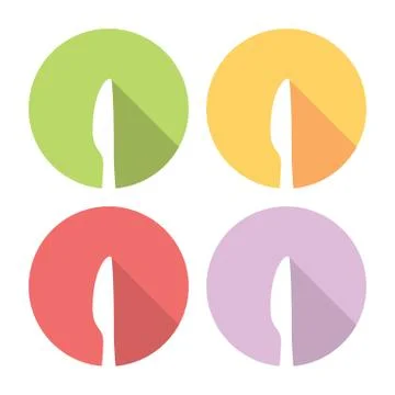 Kitchen Knife Flat Icons Set Stock Illustration