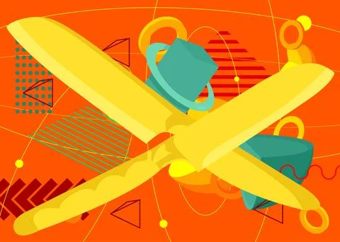 Kitchen Knife geometrical graphic retro theme background. Minimal geometric.. Stock Illustration