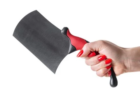 Kitchen knife in hand Stock Photos