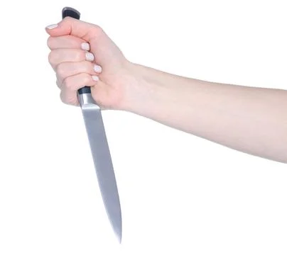 Kitchen knife in hand Stock Photos