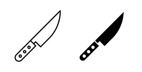 Kitchen knife icon collection in black, Line icons, flat symbols Stock Illustration