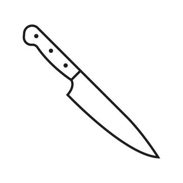 Kitchen knife icon in flat silhouette style. Cutting tool stroke outline ve.. Illustrazione stock