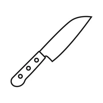 Kitchen knife icon in flat silhouette style. Cutting tool stroke outline ve.. Illustrazione stock
