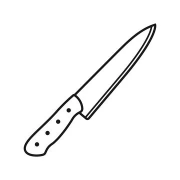 Kitchen knife icon in flat silhouette style. Cutting tool stroke outline ve.. Illustrazione stock