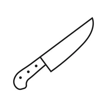 Kitchen knife icon in flat silhouette style. Cutting tool stroke outline ve.. Illustrazione stock