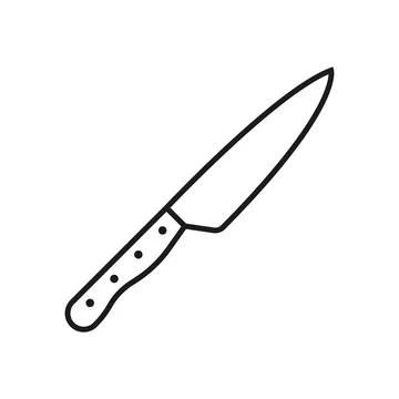 Kitchen knife icon in flat silhouette style. Cutting tool stroke outline ve.. Illustrazione stock