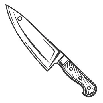 Kitchen Knife Icon Minimal Vector Line Art Stock Illustration