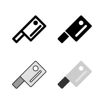 A kitchen knife icon set, essential for cooking, chopping, food preparation.. Stock Illustration
