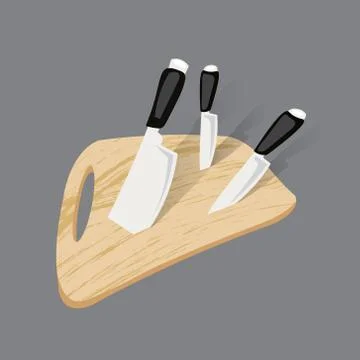 Kitchen knife isolated on white background. View from above Stock Illustration