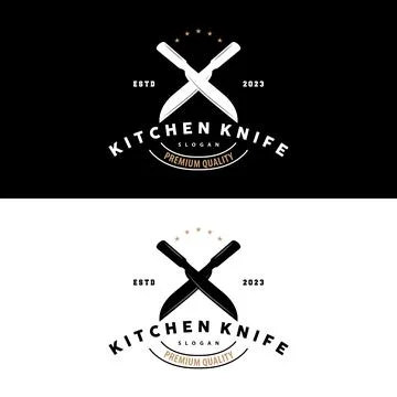 Kitchen Knife Logo, Chef Knife Logo Vector Design Illustration Template Ilustração Stock