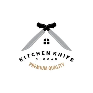 Kitchen Knife Logo, Chef Knife Logo Vector Design Illustration Template Ilustração Stock