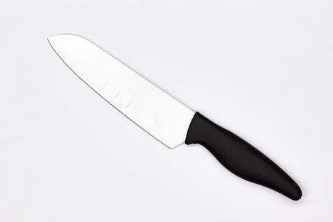Kitchen knife for meat on white background. Chef Butchers knife for Cutting Meat Stock Photos