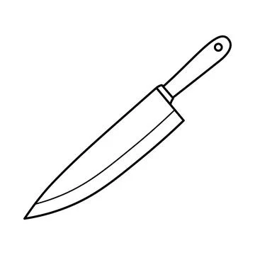Kitchen Knife Outline Vector Illustration Stock Illustration