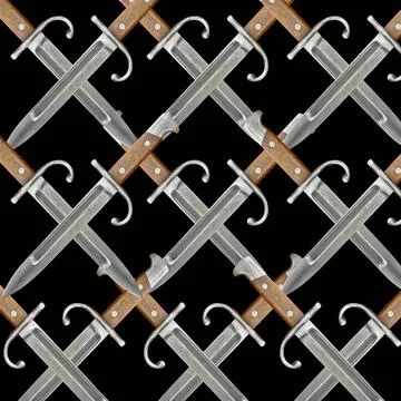  kitchen Knife pattern motif in geometric symmetric style against white ba... 写真素材