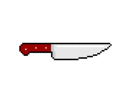 Kitchen knife pixel art, 8 bit kitchen utensils sign. pixelated Dishes Vect.. Stock Illustration
