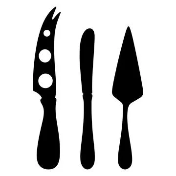 Kitchen Knife Set Silhouette Vector Illustration Stock Illustration