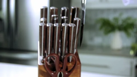 Kitchen Knife Sets at kitchen Stock Footage 222390557