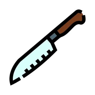 Kitchen knife with textured blade for cooking Illustration