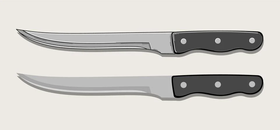 Kitchen knife in two versions isolated on beige background. Vector illustration Stock Illustration