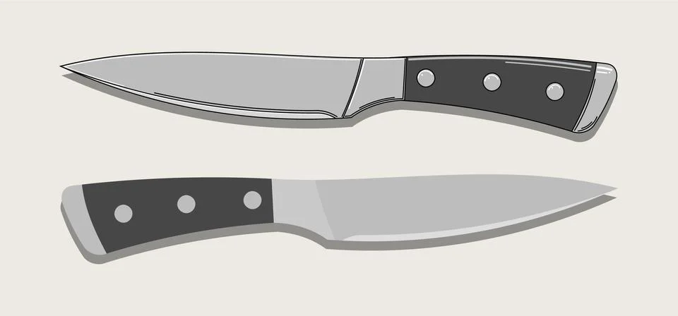Kitchen knife in two versions isolated on beige background. Vector illustration Stock Illustration