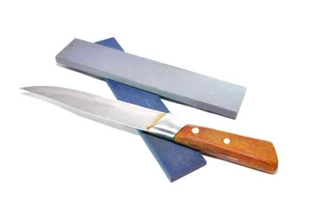 Kitchen knife with various type of sharpening stone Foto stock