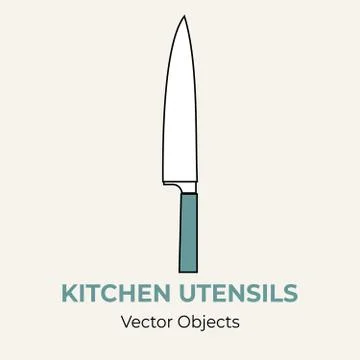 Kitchen knife vector isolate illustration. Vector line illustration icon menu Stock Illustration