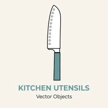 Kitchen knife vector isolate illustration. Vector line illustration icon menu Stock Illustration