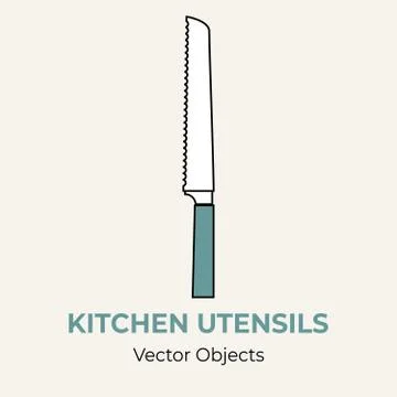 Kitchen knife vector isolate illustration. Vector line illustration icon menu Stock Illustration