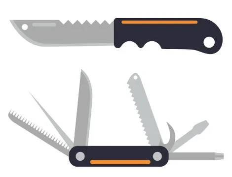 Kitchen knife weapon steel sharp dagger metal military dangerous metallic sword Stock Illustration