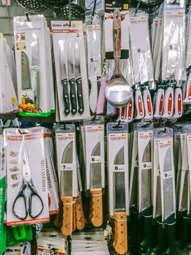 Kitchen knives and scissors Stock Photos